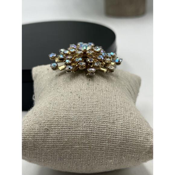 Vintage Aurora Borealis AB Rhinestone Starburst Sunburst Brooch Pin - Picture 13 of 16